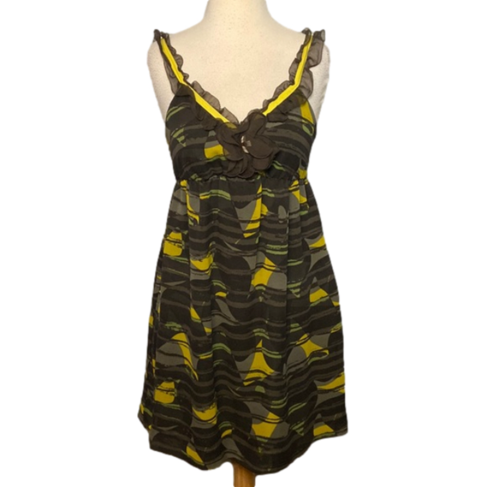 Anthropology Hero & Leander Sleeveless Dress Black Yellow S
